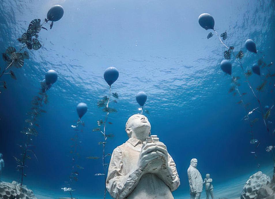 Подводный музей скульптур Molinere Bay!
